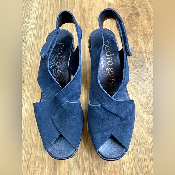 Pedro Garcia Navy Suede Slingback Platform Sandals EU 36.5 - Picture 3 of 6